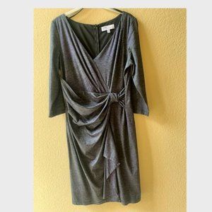 David Meister Gray Faux Wrap Dress Excellent Condition Size 10
